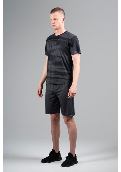 Maraton Regular Erkek Bisiklet Yaka Siyahmelanj T-shirt Siyahmelanj