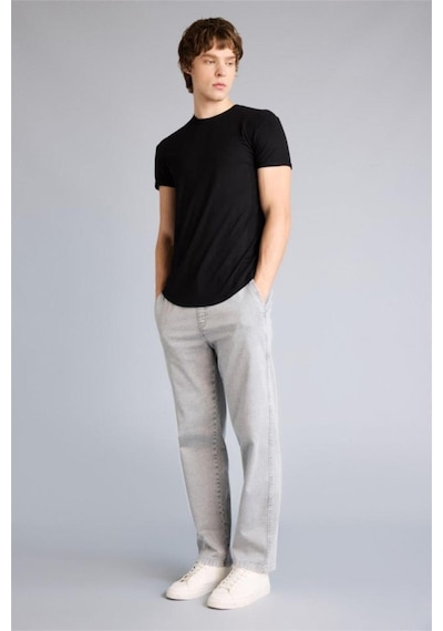 DeFacto Long Muscle Fit Bisiklet Yaka Basic Düz Kısa Kollu Siyah Tişört N2104AZ25SPBK81