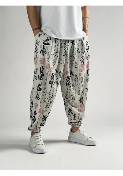Cocopelli Chinese Beyaz Erkek Pileli Jogger Pantolon Coc2810 Beyaz