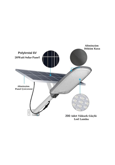 Forlife 300Watt Güneş Enerjili Lityum Batarya Solar Sokak Lambası