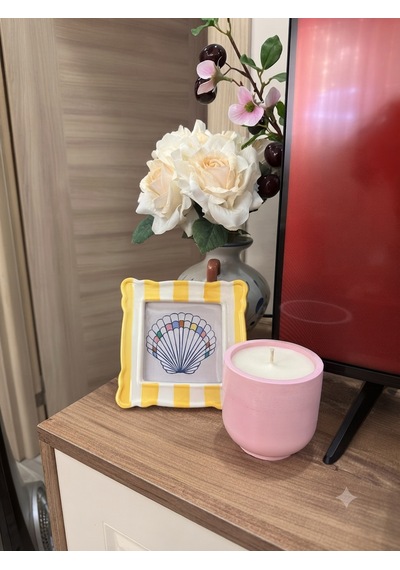 Dekoratif Beton Mum El Yapımı Pembe 300 Gr