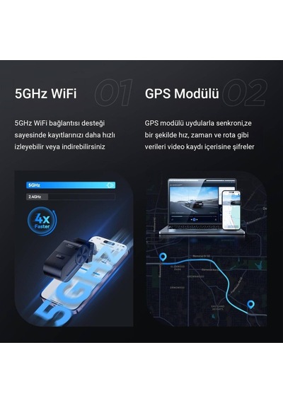 Vs1 2k Qhd Hdr Sony Starvis 2 Sensörlü Wi-fi Gps'li Mini Araç Kamerası
