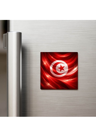 Tunus Tunisia Abstract Ülke Bayraklı Buzdolap Magneti - 9x9 Cm