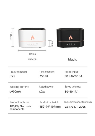 Alev Aroma Difüzör Lamba Ultrasonik Aromaterapi Nebulizatör Hava Nemlendirici Uçucu Yağ Difüzörü