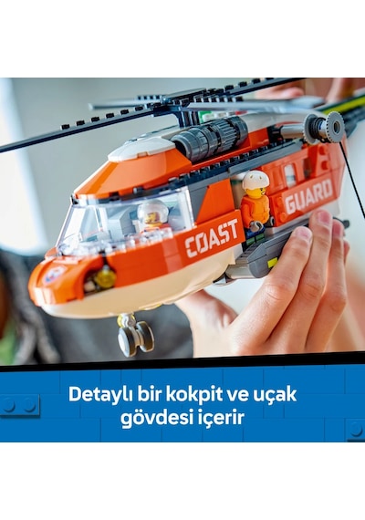 LEGO® City Sahil Güvenlik Helikopteri 60503 - 7 Yaş ve Üzeri Çocuklar için 4 Minifigür İçeren Yaratıcı Oyuncak Yapım Seti  (551P)