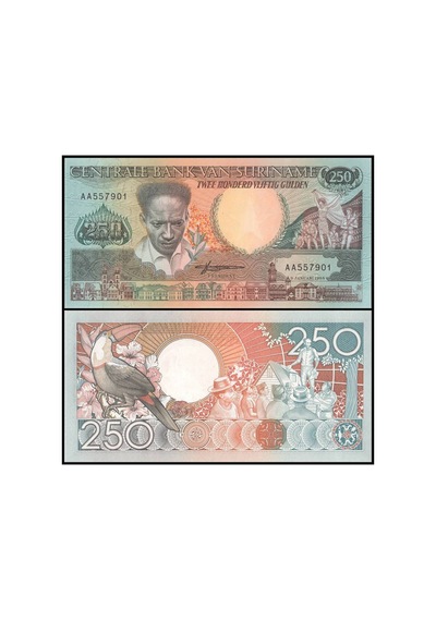 Suriname 1988 Yılı 250 Gulden Kağıt Para Çil Unc Koleksiyon Para