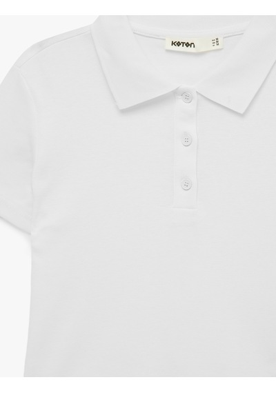 Koton Pamuklu Slim Fit Kısa Kollu Düğmeli Polo Yaka Tişört Beyaz 6sak50482ek