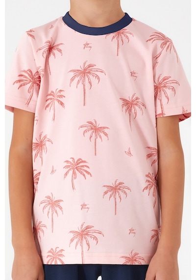 Rolypoly Palm Tree Details Pembe Erkek Çocuk Bermuda Takım 5274-33808 Pudra