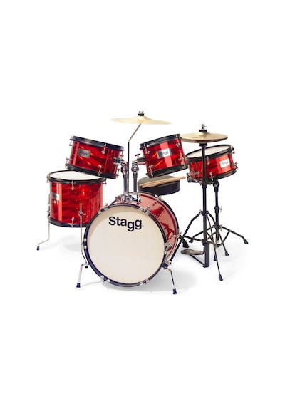 Stagg Tım Jr 5/16b Rd 5 Parça Çocuk Akustik Davul Seti Kırmızı