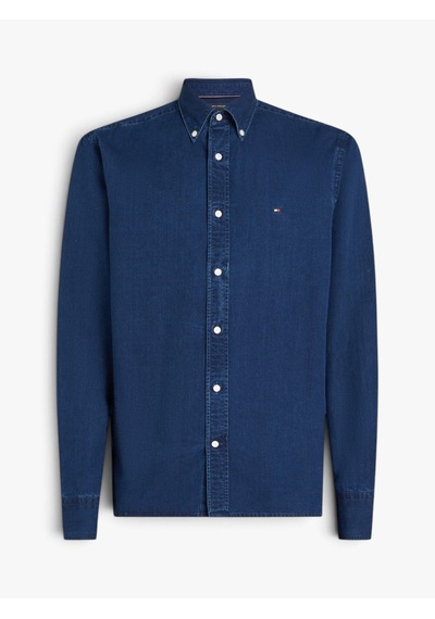 Tommy Hilfiger Chambray Rf Shırt Erkek Mavi Gömlek - Mw0mw38134