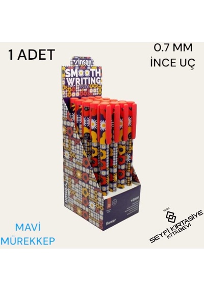 Desenli Gövde Jel Tükenmez Kalem Mavi Mürekkep 0.7 Mm İğne Uç İnceliği 19