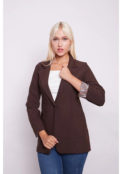 Yakalı Cepli Uzun Kol Kolu İsterse Katlanabilen Pamuklu Kumaş Blazer Ofis Ceket-kahve Kahve Yakalı Cepli Uzun Kol Kolu İsterse Katlanabilen Pamuklu Kumaş Blazer Ofis Ceket-kahve Kahve