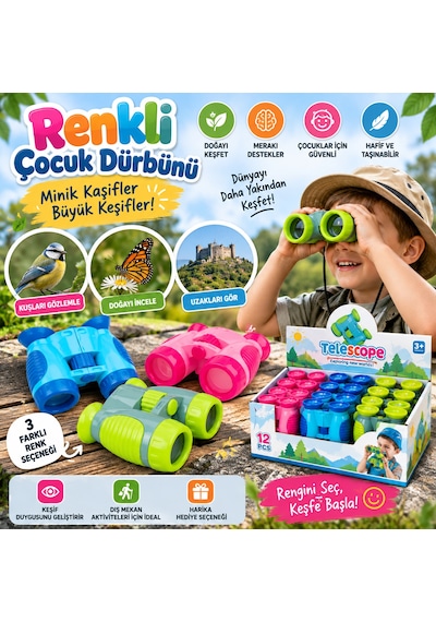 Renkli Çocuk Dürbünü Eğitici Oyuncak Keşif Dürbünü 1 Adet