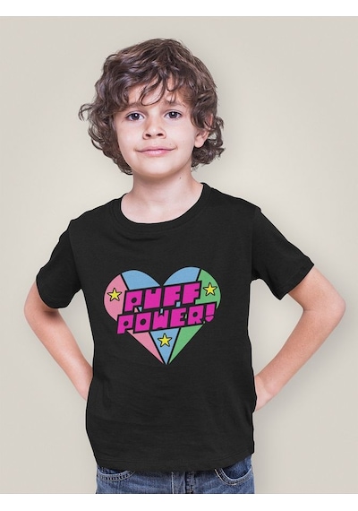 Sevbano Puff Power Yazılı Power Puff Girls Baskılı Unisex Çizgi Film Çocu Siyah