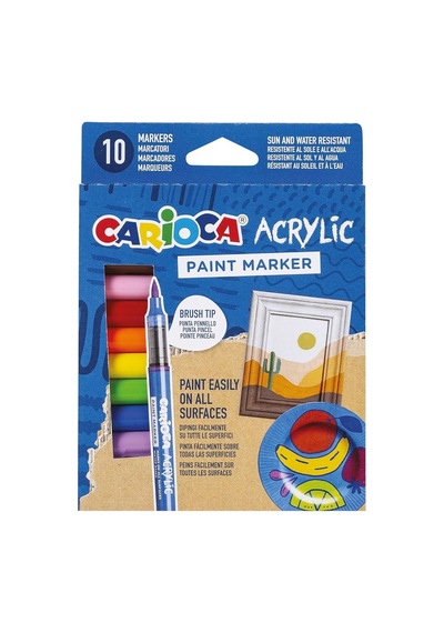 Carioca Paint Marker Su Bazli Fırça Uçlu 10'lu Sku: Zeus8690010335586