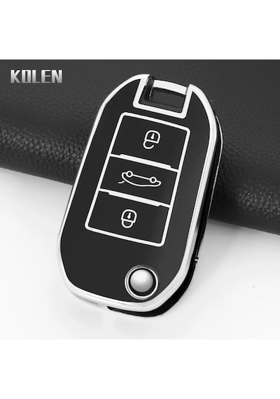 Peugeot 301 307 308 208 508 2008 3008 Opel Partner Anahtar Koruma Kılıfı Siyah Gümüş