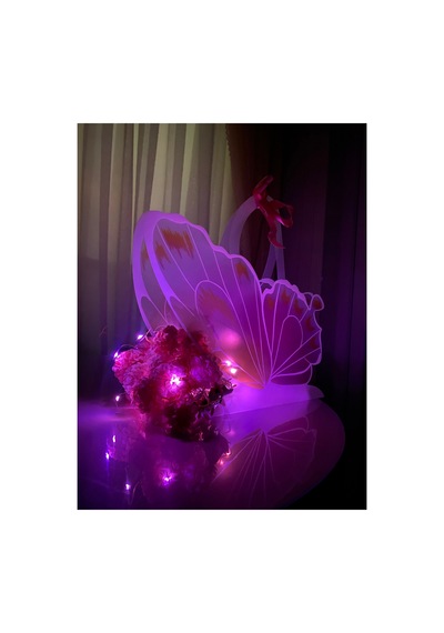 Çantalı Kelebek Buketi Ledli Pembe - 705050948 Pembe