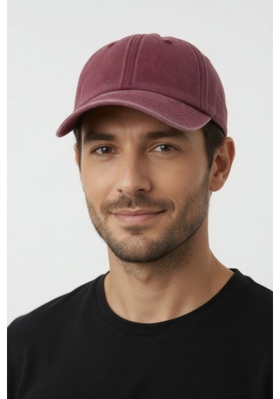 Mollycrush Unisex Bordo Yıkamalı Kot Beyzbol Şapkası Ayarlanabilir Outdoor Spor Kep Bordo
