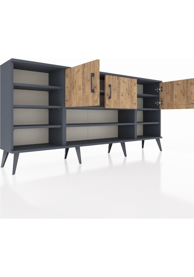 Arges Konsol 9 Raflı 3 Kapaklı 176x30x83 Antrasit-çam/aytaşı Çam/aytaşı Arges Konsol 9 Raflı 3 Kapaklı 176x30x83 Antrasit-çam/aytaşı Çam/aytaşı