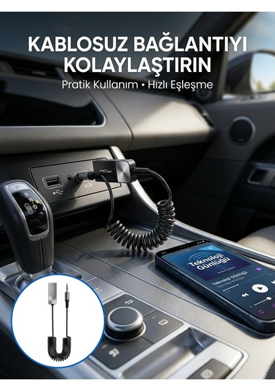 Aux Girişli Cihazlar İçin Kablosuz Bluetooth Adaptörü Siyah