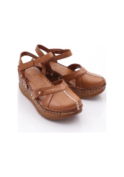 Dgn 217-2064 Kadin Mega Kalin Taban Sandalet Taba