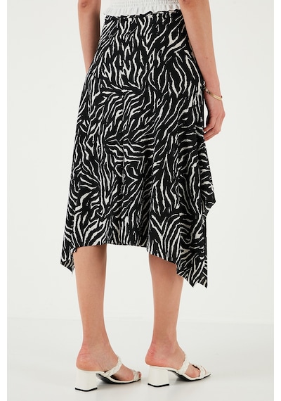 Lela Desenli Volanlı Midi Boy Bayan Etek 5869010 Zebra