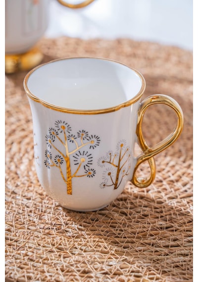 Acar Eliz Mug Kupa Bardak - 210 Ml Beyaz - Altın