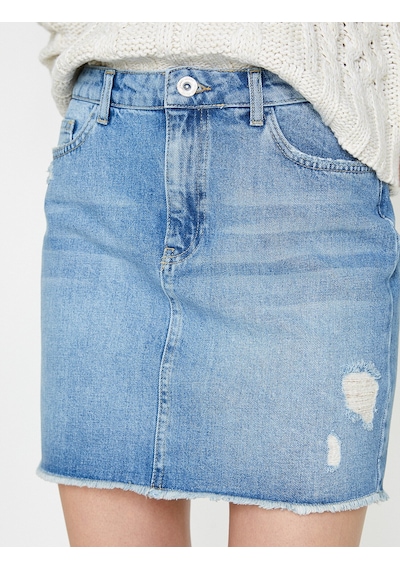 Koton Cep Detaylı Jean Etek İndigo Super Stone 9yak77213md İndigo - Taş