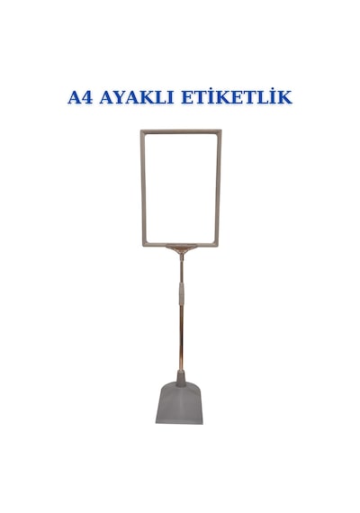 3 Adet Gri A4 Ayaklı Etiketlik Sepet Etiketi Çerçeveli Etiketlik Gri
