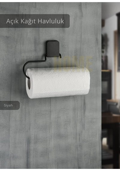 Jet's Home Yapışkanlı Kağıt Havluluk Paslanmaz Peçetelik Çelik Banyo Havluluk Düzenleyici Siyah Siyah
