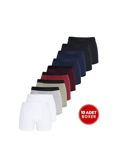Tudors Erkek 10'lu Likralı Pamuklu Esnek Kumaş Premium Seri Boxer-50254 Çok Renkli