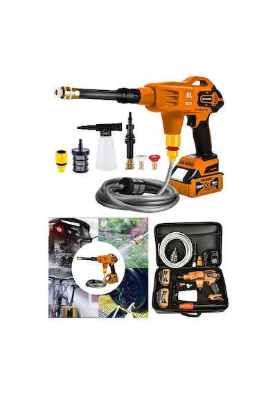 Dragro Alman Drg-999xs Turuncu X-series 999 Vf 20 Ah 100 Bar Kömürsüz Motor Şarjlı Oto Yıkama Makinesi Çift Akülü
