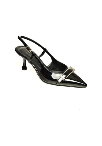 Fox Shoes U676051408 Siyah Rugan Alçak Topuklu Kadın Ayakkabı Siyah