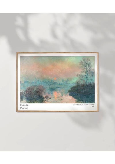Çerçevesiz Poster Claude Monet Lavacourt'ta Seine Nehri'nde Gün Batımı