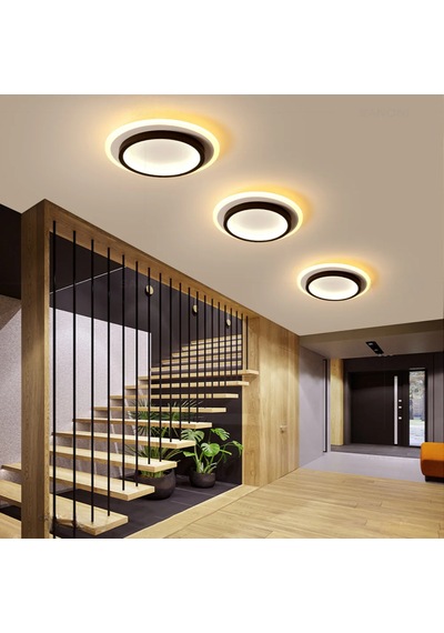 Akrilikli Yuvarlak Kumandalı,dimli 3 Işık Renkli 24x24cm Led Tava Siyah - Beyaz