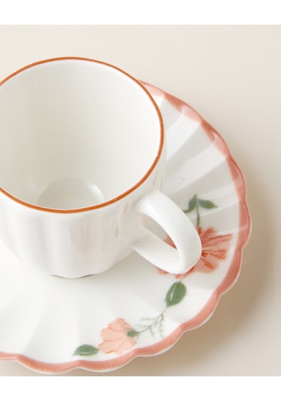 English Home Rosel Porselen 4 Parça 2 Kişilik Kahve Fincan Takımı 95 Ml Somon