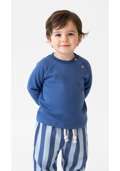 Miababy Çizgili Mummy&dadys Boy 2 Li Takım İndigo