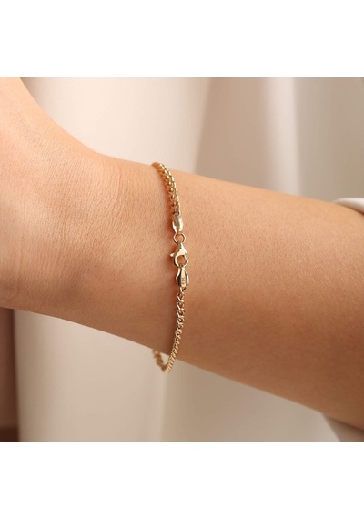 Sembol Gold 14 Ayar Altın Kalp Bileklik Gurmet Zincir 1.0 CM Onix Sarı Altın