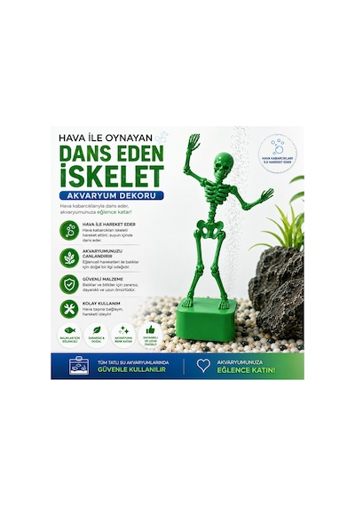 Hava İle Oynayan İskelet Akvaryum Dekoru - Dans Eden İskelet Akvaryum