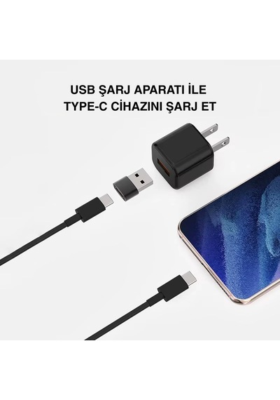 Usb To Type-c Çevirici Adaptör Usb Girişli Cihazlardan Type-c Kablo Kullanımı İçin Tak-çalıştır Dönüştür