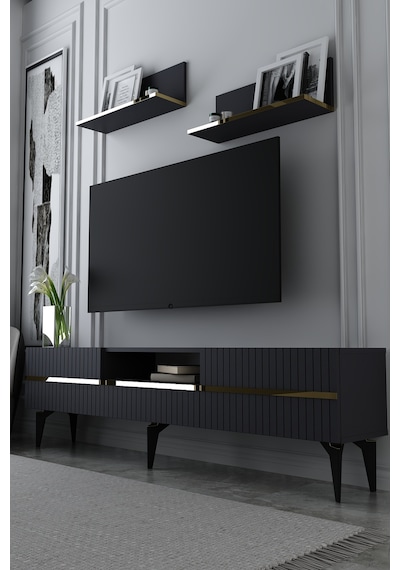 180dhdtrüç5aa Tedy Lazer Pleksi Desenli Raflı Tv Sehpası Ünitesi Antrasit-altın 180dhdtrüç5aa Tedy Lazer Pleksi Desenli Raflı Tv Sehpası Ünitesi Antrasit-altın