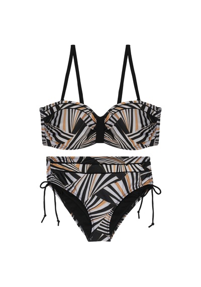 Kaplı Kesim Desenli İpli Yan Detaylı Bikini Takımı