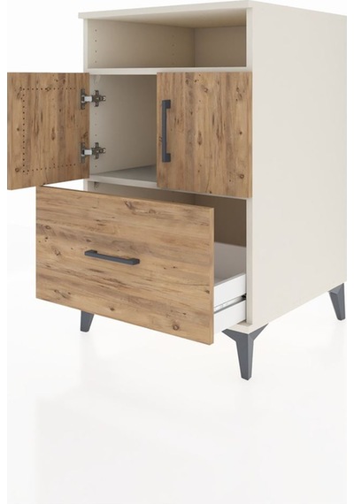 Kronos Komodin 2 Raflı Tek Çekmeceli 2 Kapaklı 60x59x96 Aytaşı-çam Aytası