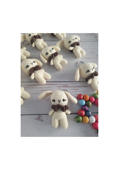Amigurumi Örgü Tavşan Minik Anahtarlik Kahverengi