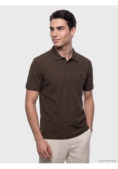Lcwaıkıkı Classic Kahverengi Standart Fit Polo Yaka Strüktürlü Erkek Tişört