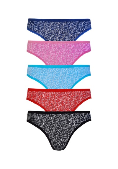 5'li Kadın Pamuklu Renkli Bikini Külot İç Çamaşırı Çok Renkli