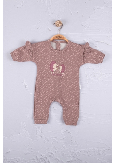 Babydonat Kirpi Nakışlı % 100 Pamuk Kız Bebek Tulummmmmmm Gülkurusu