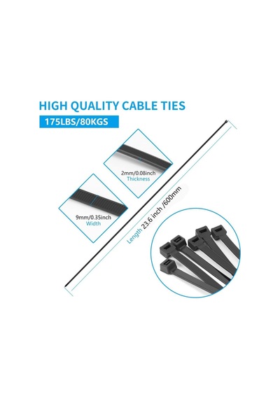630 Mm X 9 Mm Uzun Ağır Hizmet Kablo Bağı 10 Adet