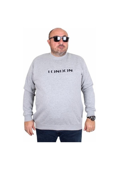 Starbattal Erkek Büyük Beden Sıfır Yaka 3ip Sweat London 24208 Grı Melanj Gri Melanj