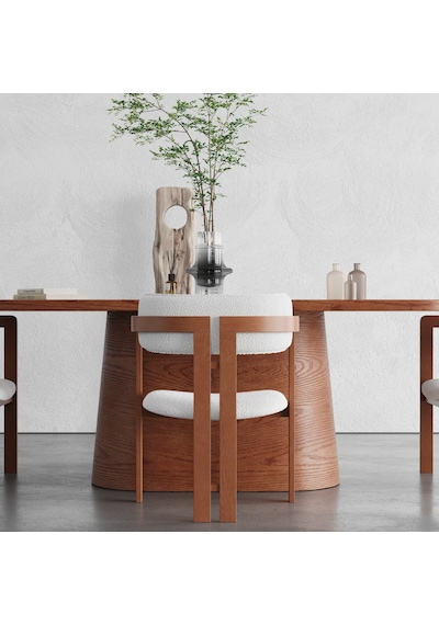 Barocco İtalyan Still Oval Ahşap Yemek Masası 100x200 Açık Ceviz